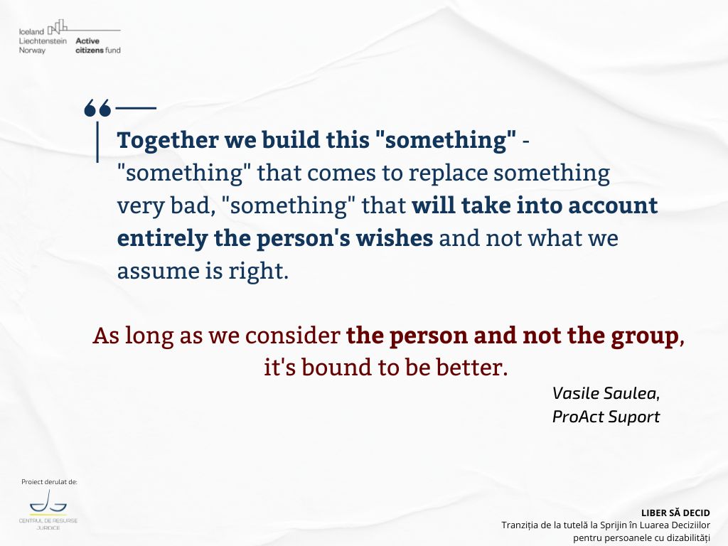 Together we build this "something" - "something" that comes to replace something very bad, "something" that will take into account entirely the person's wishes and not what we assume is right. 
As long as we consider the person and not the group,
it's bound to be better. 